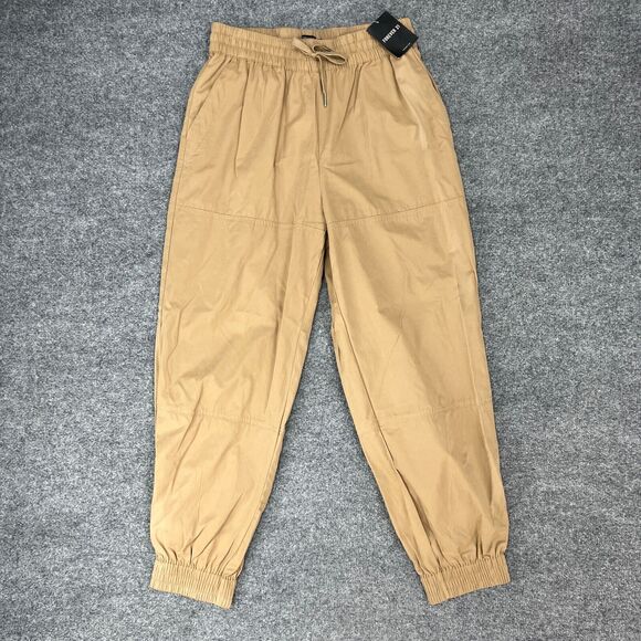 Forever 21 Jogger Womens M Medium Khaki Elastic Waist Drawstring High Rise *READ - Picture 2 of 15